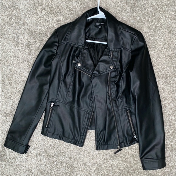 Faux Leather Black Jacket Size Medium - Picture 1 of 3